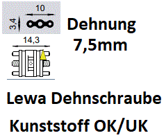 Dehnschraube Kunststoff OK/UK Dehnung 7,5 mm Länge 14,3mm 10 Stück (LEWA-1003 K-14)