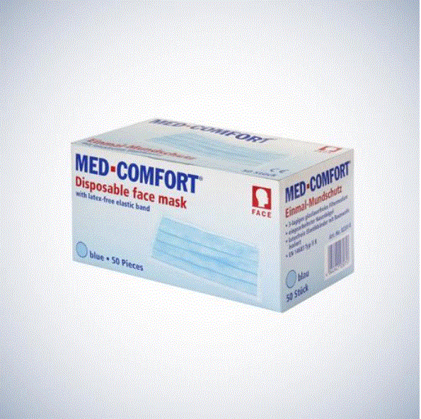 02201-B Med-Comfort Vlies-Mundschutz 3-lagig, 100 Stück Blau & Co. (02201-B)