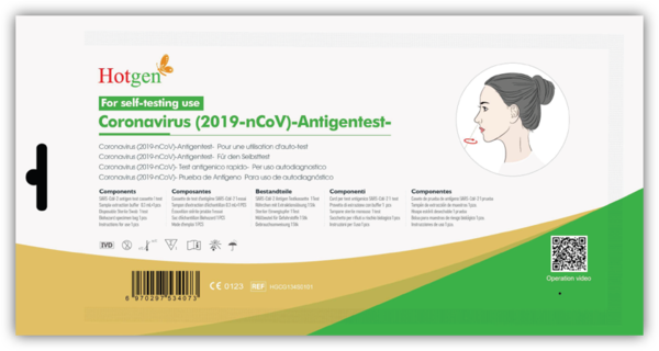 Hotgen Coronavirus (2019-nCoV) Antigen-Laien-Schnelltest  (für Nase)  (605867-HOTGEN)