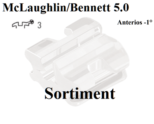 Glam Keramik Bracket McLaughlin/Bennett 5.0 Sortiment Bracket 3 mit Haken Anteriors -1° (G706T1002)