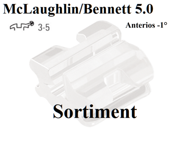 Glam Keramik Bracket McLaughlin Bennett 5.0 Sortiment  3-5 mit Haken Anteriors -1° (G706T1004)