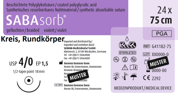 SABAsorb, 1/2 - Kreis, Rundkörper, 18mm, violett, 75 cm 24 Stück á PAK (G-433133-45-SAB)