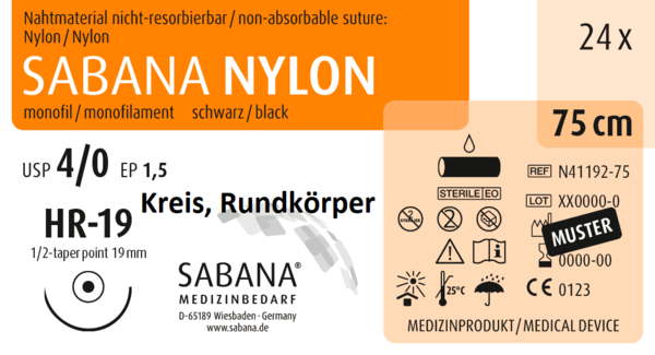 SABANA NYLON, 1/2 Kreis, Rundkörper, 19mm, schwarz, 75 cm 24 Stück á PAK (N-41192-75-SAB)