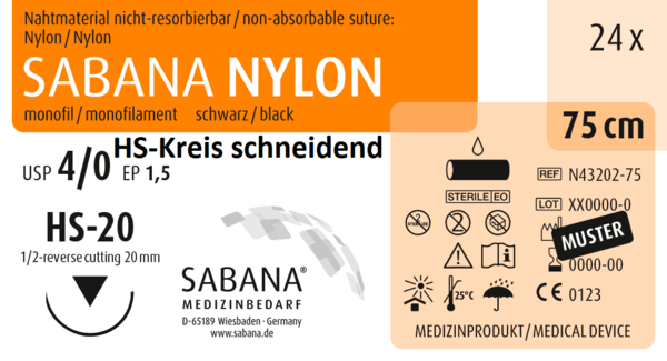 SABANA NYLON, 1/2 - Kreis, schneidend, 20mm, schwarz, 75 cm 24 Stück á PAK (N-43202-75-SAB)