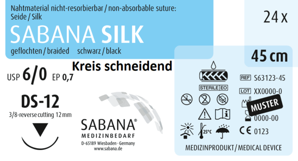 SABANA SILK, 3/8 - Kreis, schneidend, 12mm, schwarz, 45cm 24 Stück á PAK (S-63123-45-SAB)